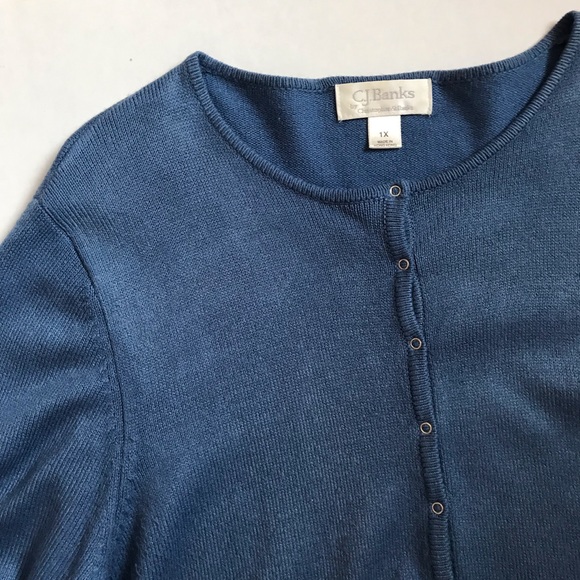 CJ Banks Sweaters - 3 for $10. 1X CJ Banks slate blue snap cardi